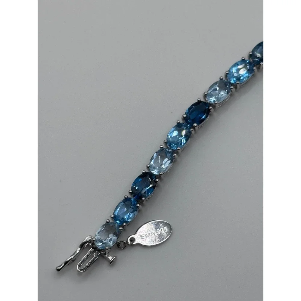 EMA Signed Sterling Silver Shades of Blue Tennis Bracelet